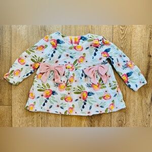 Mud Pie Gauze Floral Tunic with Velvet Bows - Size 24 Months / 2T